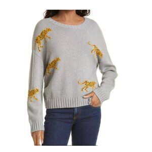 Rails Perci Grey Jungle Cat Cotton Cashmere Sweater Cheetah Pullover Medium
